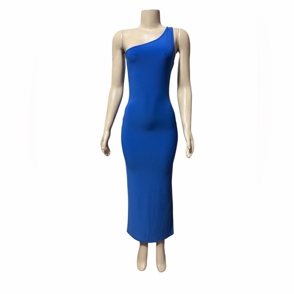 NWT Never Fully Dressed Blue One Shoulder Bodycon Maxi Dress US 2 Sleeveless
